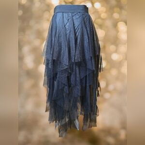 Three Bird Nest Layered Blue Skirt